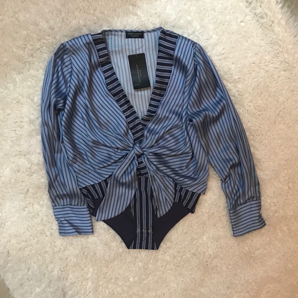 NWT Women’s Medium Zara woven blouse bodysuit